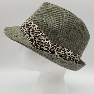 NICOLE MARCIANO | leopard accent straw fedora hat
